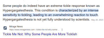 apparently there's a disorder that can make someone extremely, extremely ticklish. have you ever met anyone who you suspect has this disorder?