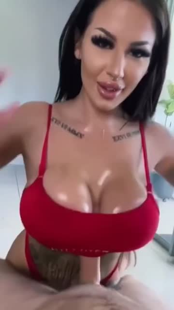 cumming between her tits