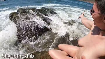 enjoying the waves while naked!