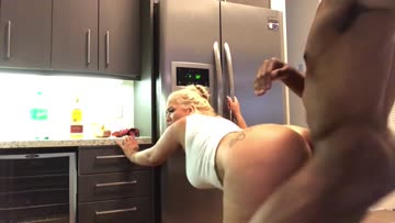 your bully waslooking for food in the kitchen and he found the best snack in the house: your mom's fat ass