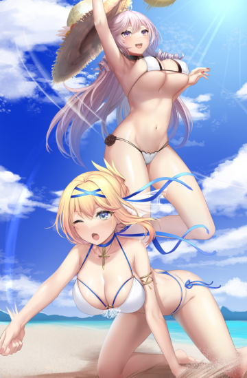 jeanne & algerie playing beach volleyball