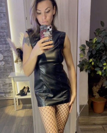 this leather dress looks great on me.