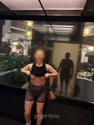 my husband dared me to flash him in the elevator not knowing people were right outside the glass [f]