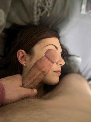 she loves when i rub my hard dick on her face