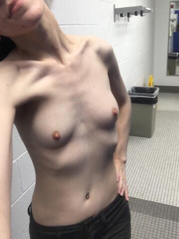 topless in the work bathrom to show you my ribcage