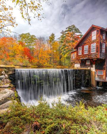 frye's measure mill, a 19th century historic watermill near the town of wilton, hillsborough county, new hampshire.