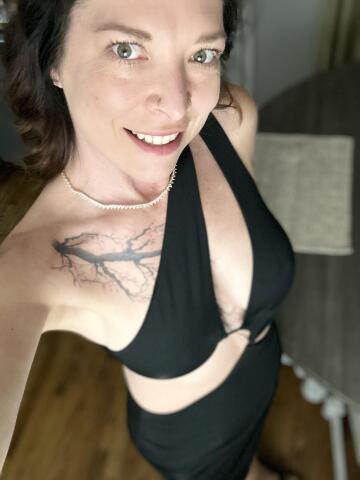 47f - a little cleavage in my new dress