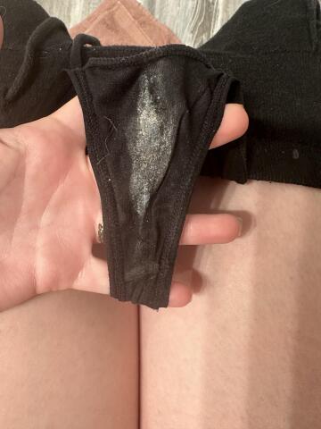 black panties are the beet canvas for my pussy