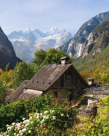old cottage in the mountains somewhere in switzerland.