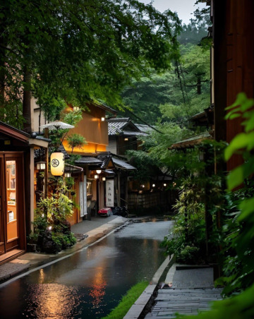 a rainy day in kyoto, japan