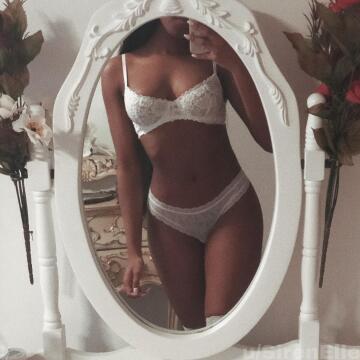 i love the way white lingerie contrasts on my skin ♡