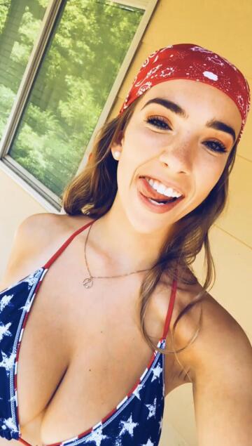 red, white, and boobs