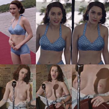 rachel brosnahan in mrs. maisel goes to collage