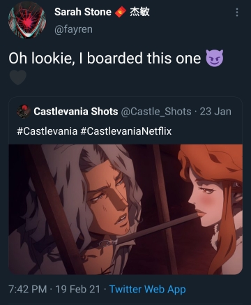 we just got confirmation that some of the horniest scenes in castlevania season 3 were storyboarded by a woman. i knew it had to be femgaze all along.