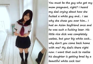 poor rice dick is cucked by his wife and daughter. soon his “daughter” and his “granddaughter” will both be hapas.