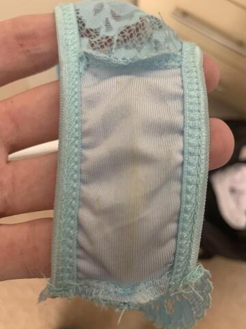 [19f] step sisters post sex panties. squirt marks and cum