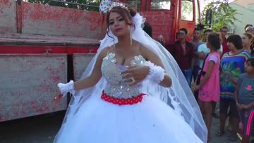 busty bride dancing. how would you consummate the marriage?