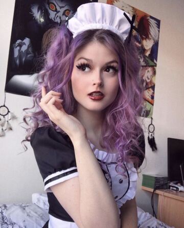 purple hair french maid