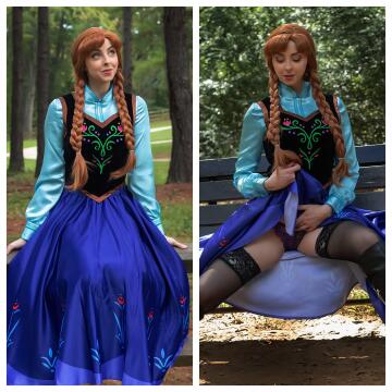 anna likes getting frisky in public. don’t tell elsa if you get a peek by lunaraecosplay [self]