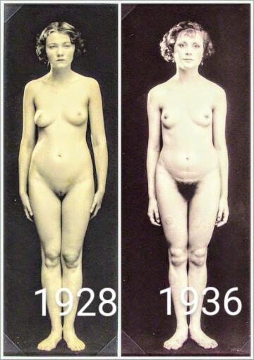 hot women figure photo 8 years apart (1928/1936)