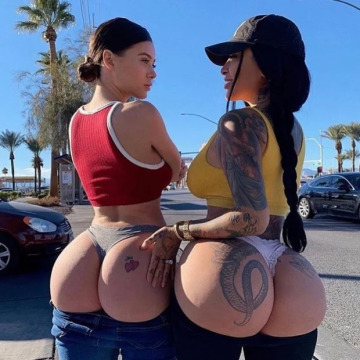 two big butts flaunting in public