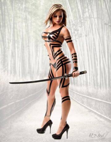 velvet sky (tna knockout) black tape samurai warrior (x nsfwcostumes post)