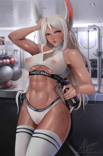 thicc rabbit in see through gym clothes (meister staze)