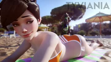 tracer at the beach 🍑 (tyviania) [overwatch]