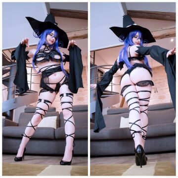 [self] front and back of my blair fanservice version from soul eater! which one do you prefer? i had much fun with this lingerie, i don't know, i just really like straps, bands, laced outfits! ~ by mikomi hokina ♥