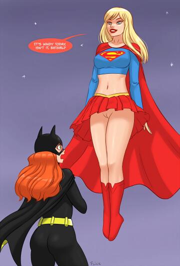 batgirl realizing supergirl doesn’t wear panties