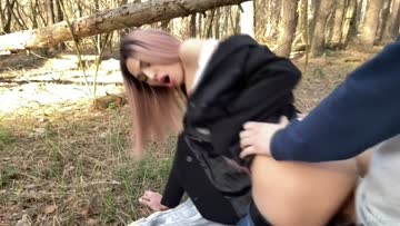 hot babe gets fucked doggystyle outdoors