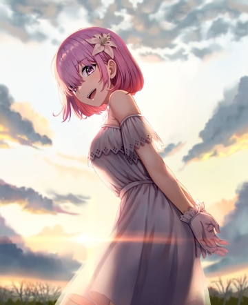 mashu in a white dress