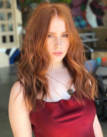 redhead in red