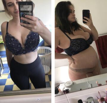 january 2020 v now 18 weeks pregnant and a lot bigger