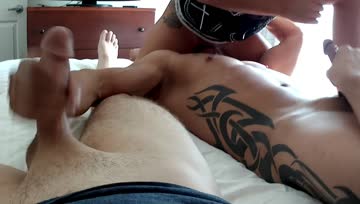 hubby andbull jerk each other off while getting my pussy licked
