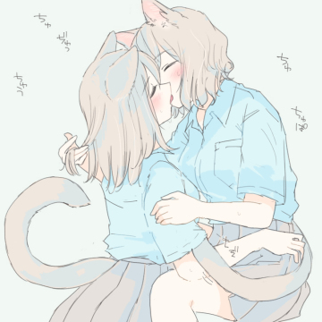 kissing cat girls