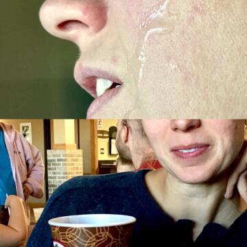 gave her a hotel room facial then went right down for the continental breakfast. got some interesting l👀ks