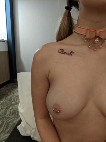 bambi got a tattoo... she is just so proud to be a slutty little fuck doll with such a pretty name.. just a fun little reminder that she was built to serve🤪🌀