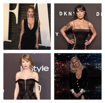 kate upton, halsey, taylor swift and brie larson in black dresses, need i say any more?