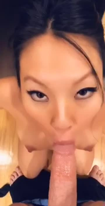 asian milf gets off in the kitchen and sucks dick
