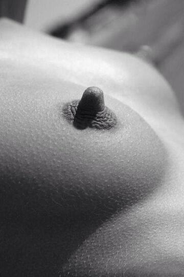 hard nipple in b/w...