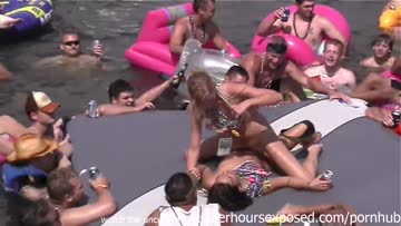 friends having fun in a public party