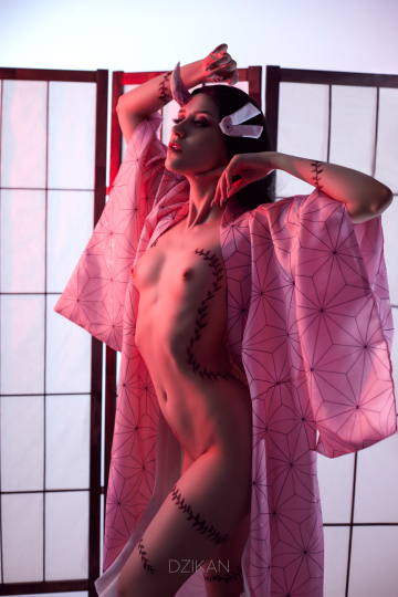 nezuko demonic form cosplay photoshoot by dzikan (demon slayer)