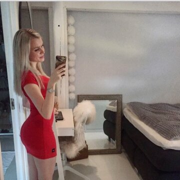 norwegian girl in a sexy red dress