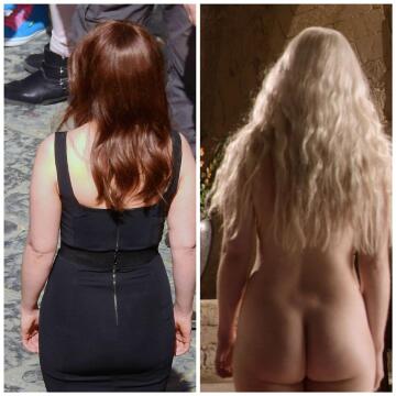 emilia clarke's ass in a dress and in nothing at all