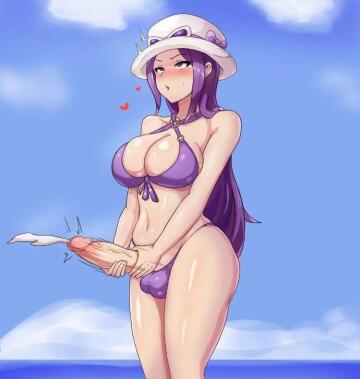 beach beauty shooting a huge load