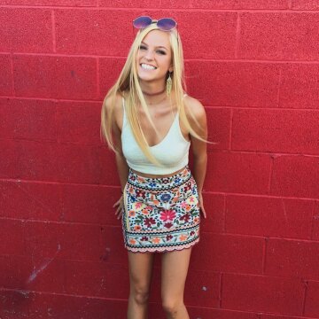 red wall makes the skirt pop