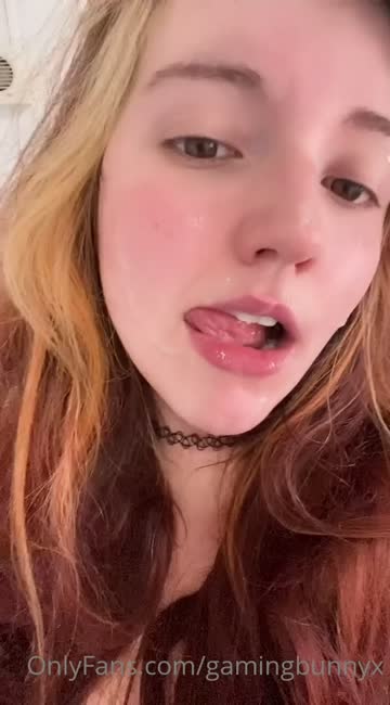 just a slut who loves licking cum off of her face