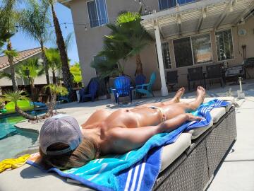 only if the construction guys next door knew my wife was tanning just a few feet away topless!!