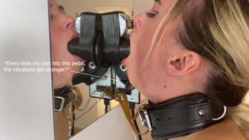 since you liked my last deepthroat training video i figured i should share more! this time with extra motivation. sir connected hitachi on my clit to a dildo so everytime i deepthroat and my chin touches the pedal it vibrates harder and when the dildo leaves my mouth it shuts hitachi off!